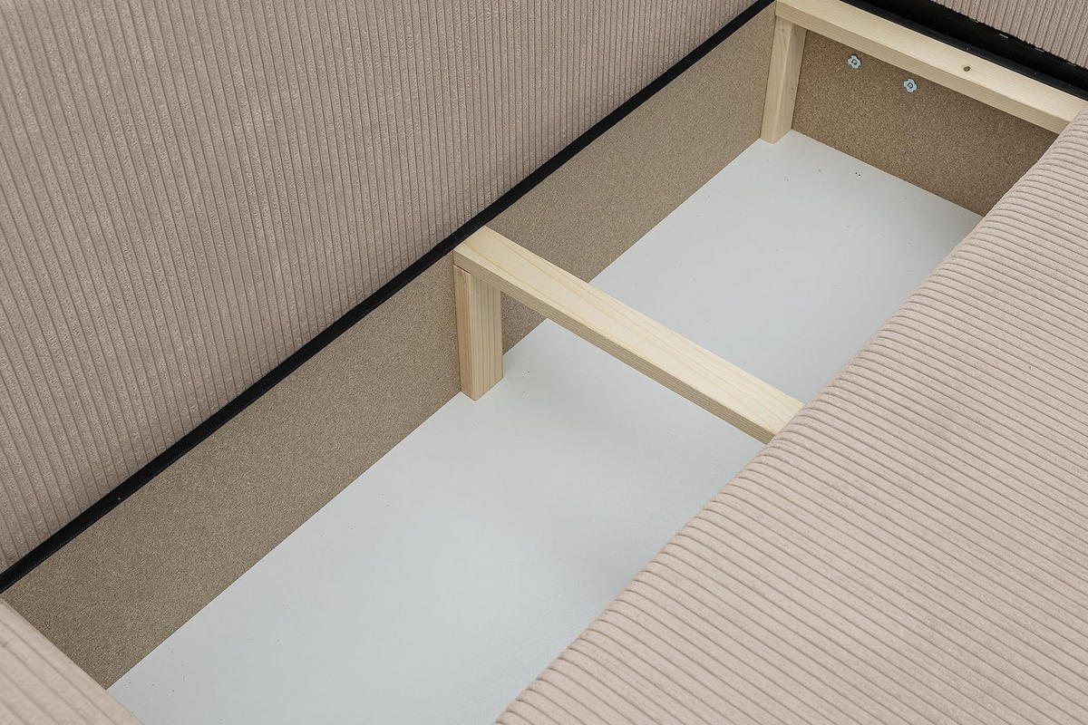 ECKSOFA Luna XL mit Schlaffunktion und Bettkasten Cord-Stoff (Braun) - Braun, Textil (274/142cm) - VENASI MÖBEL