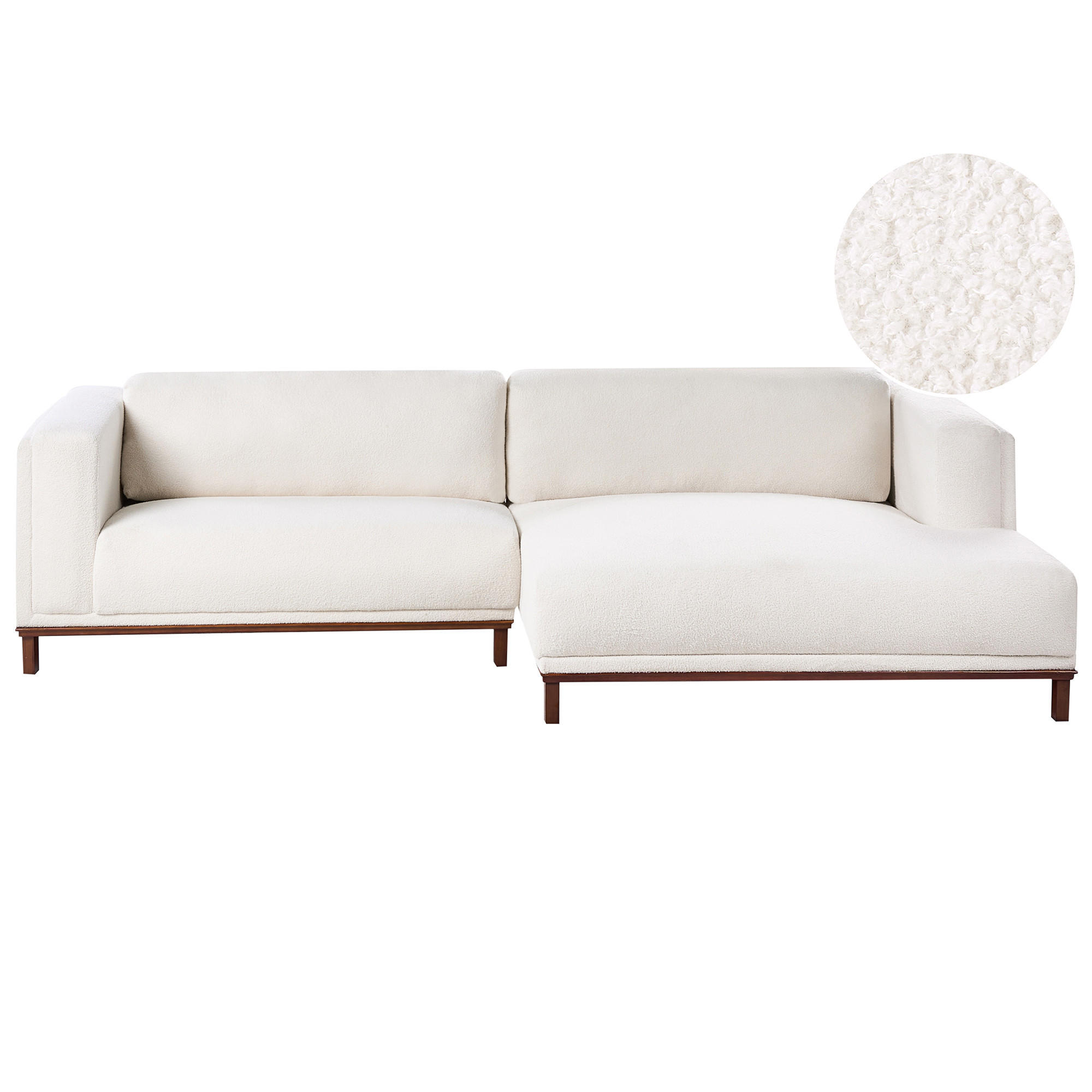 ECKSOFA 4-Sitzer Bouclé Cremeweiß linksseitig Veng - Hellbraun/Weiß, Textil (310/155cm) - Beliani