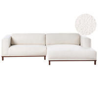ECKSOFA 4-Sitzer Bouclé Cremeweiß linksseitig Veng - Hellbraun/Weiß, Textil (310/155cm) - Beliani