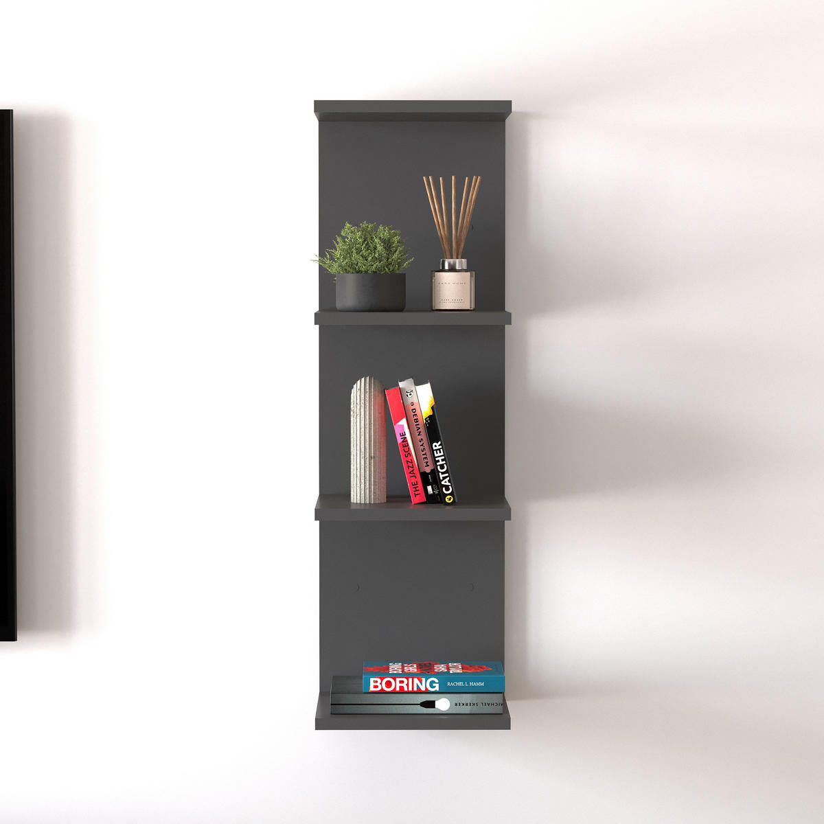 WANDREGAL Surahammar - Schwarz, Holzwerkstoff (30/95/28cm) - [en.casa]