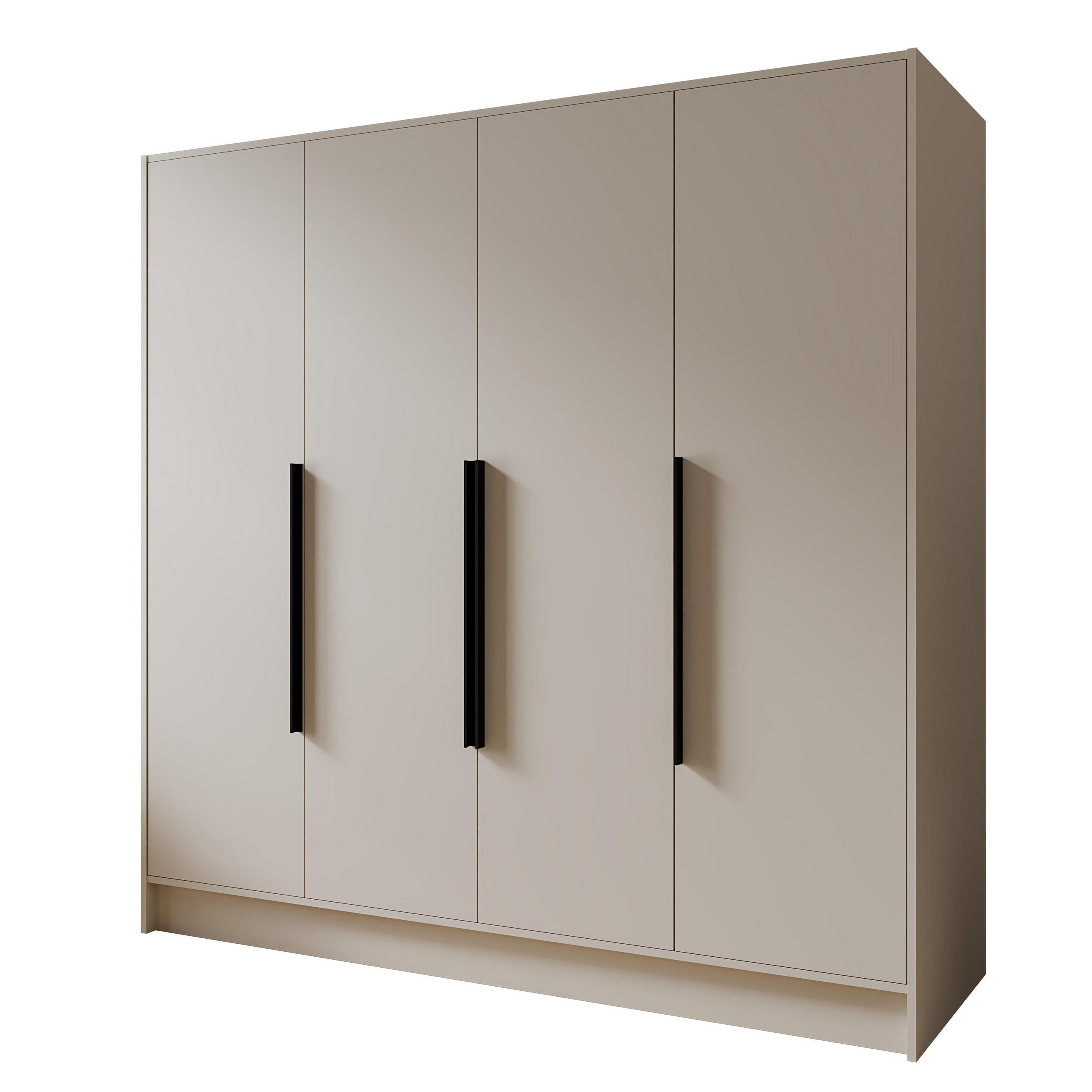 FLÜGELTÜRENSCHRANK PORTO - Kaschmir/Schwarz, Holzwerkstoff (200/200/51cm) - Meblini