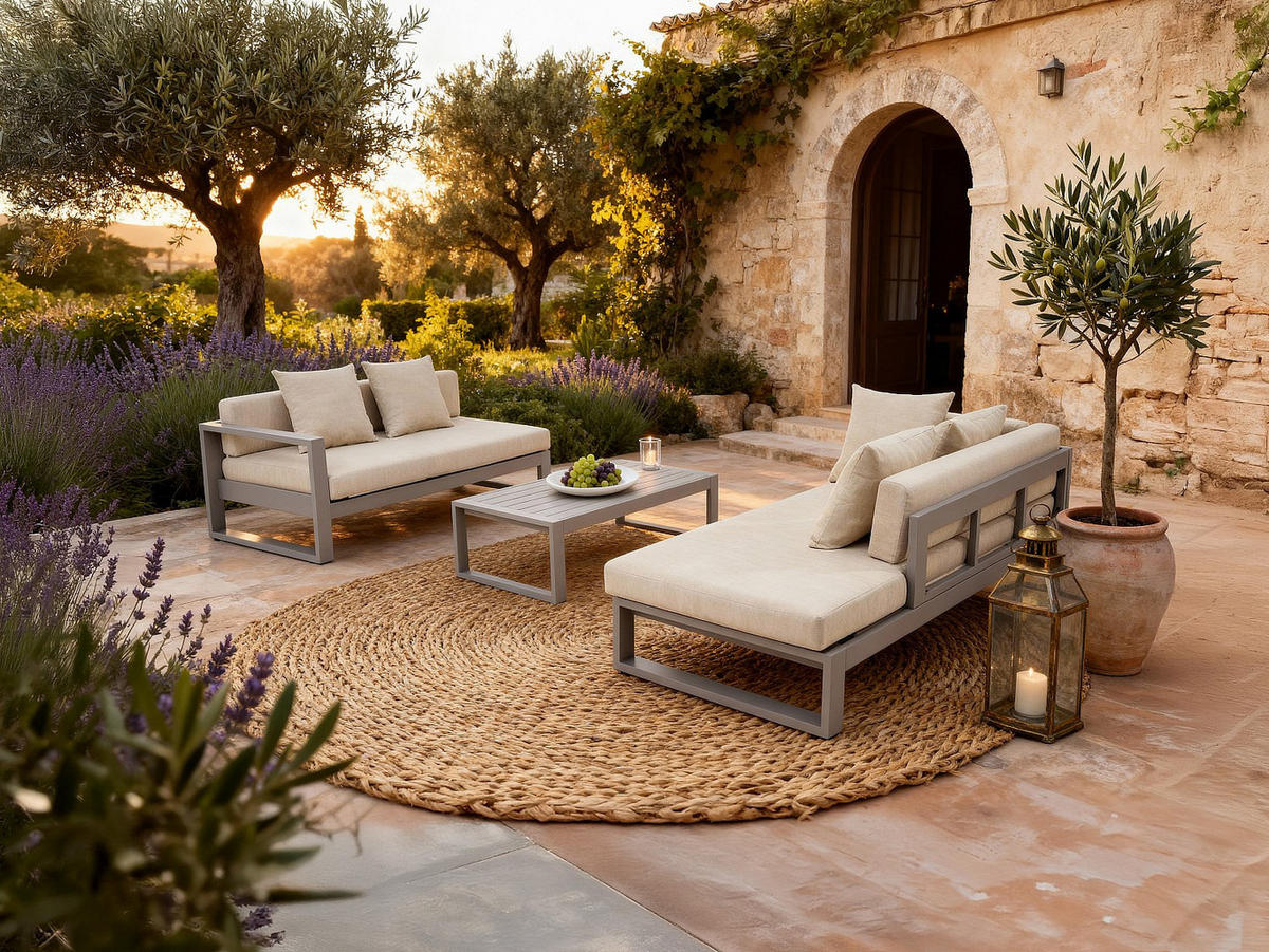 GARTENBEISTELLTISCH - 110 cmcm x 61.2 cmcm - Metall - Taupe - MOLOKAI - Taupe, Metall (61.2/110/35.5cm) - Vente-Unique