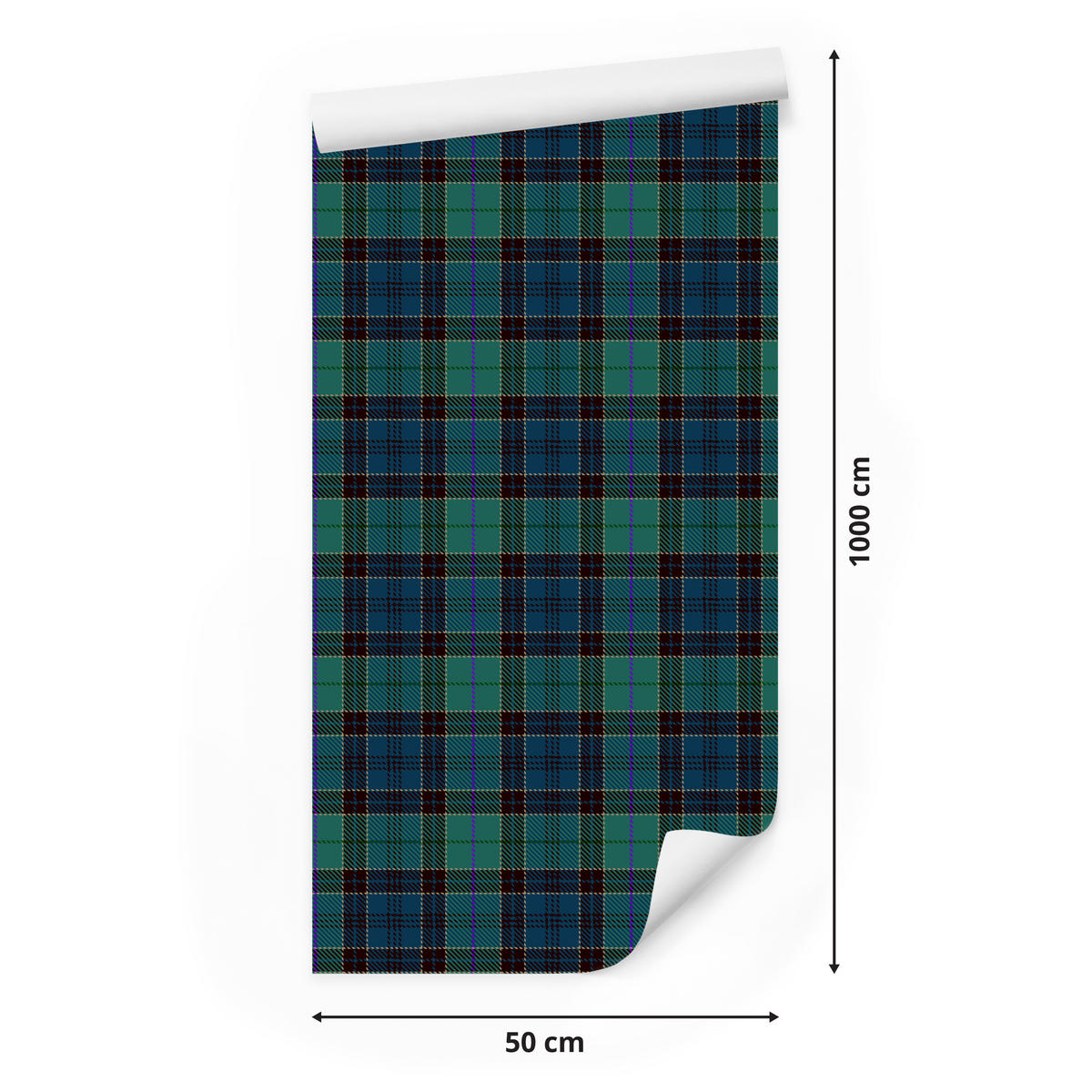 VLIESTAPETE Schottenkaro – Grün, Blau, Schwarz – 50x1000 cm - Blau/Schwarz, Papier (50/1000cm) - Muralo