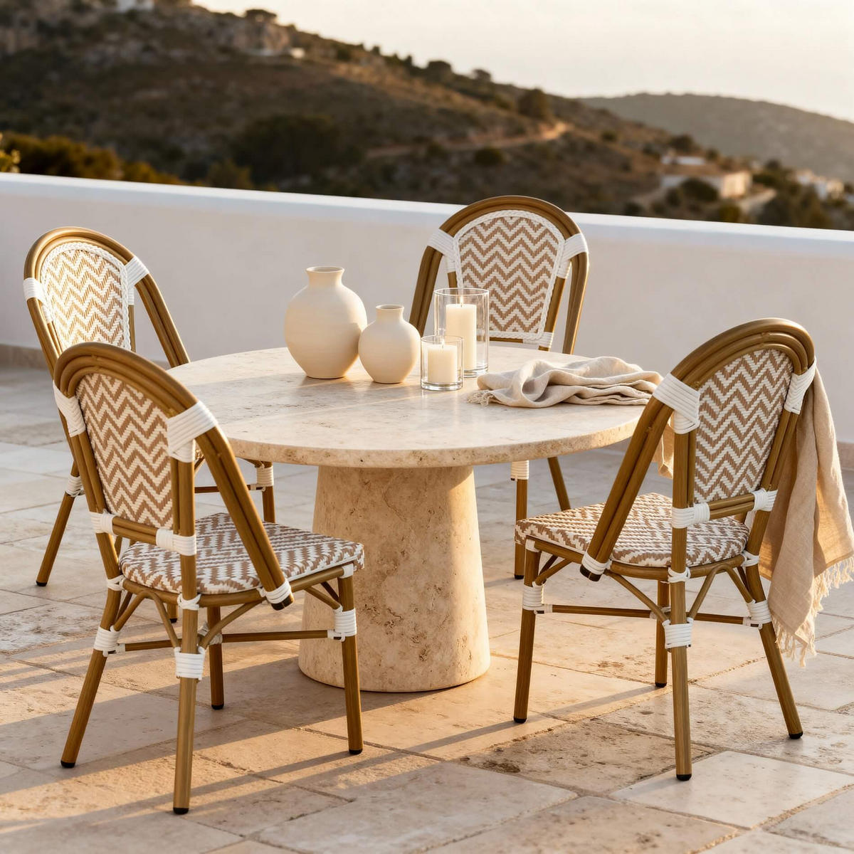 GARTENSTÜHLE Braun Weiß 46/57/85 cm 2er-Set - Braun, Metall (46/85/57cm) - Mobili Rebecca