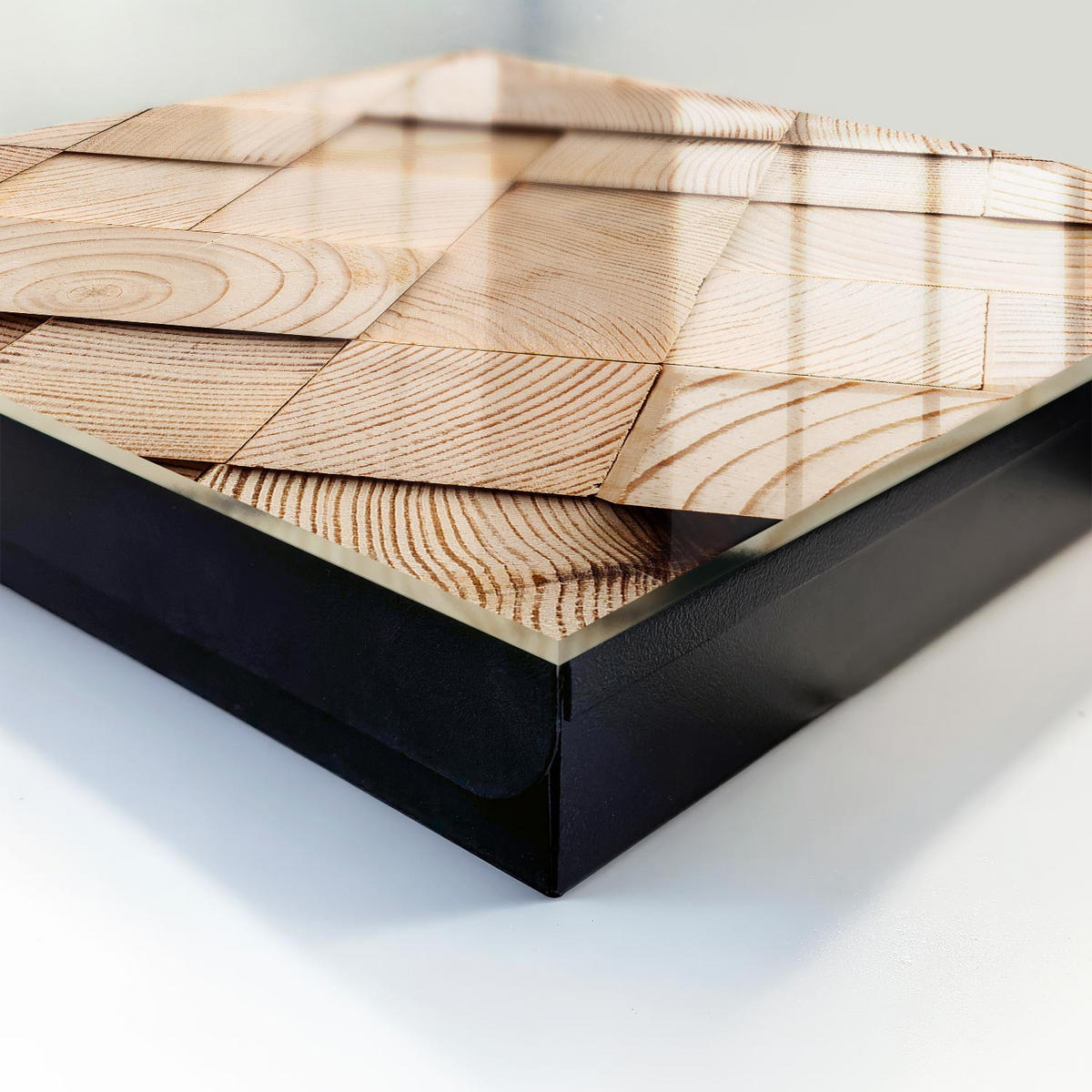 SCHLÜSSELBOX Schwarz 30x30 cm- Türöffnung nach rechts - Holzstruktur - Beige, Metall (30/30/5cm) - TULUP