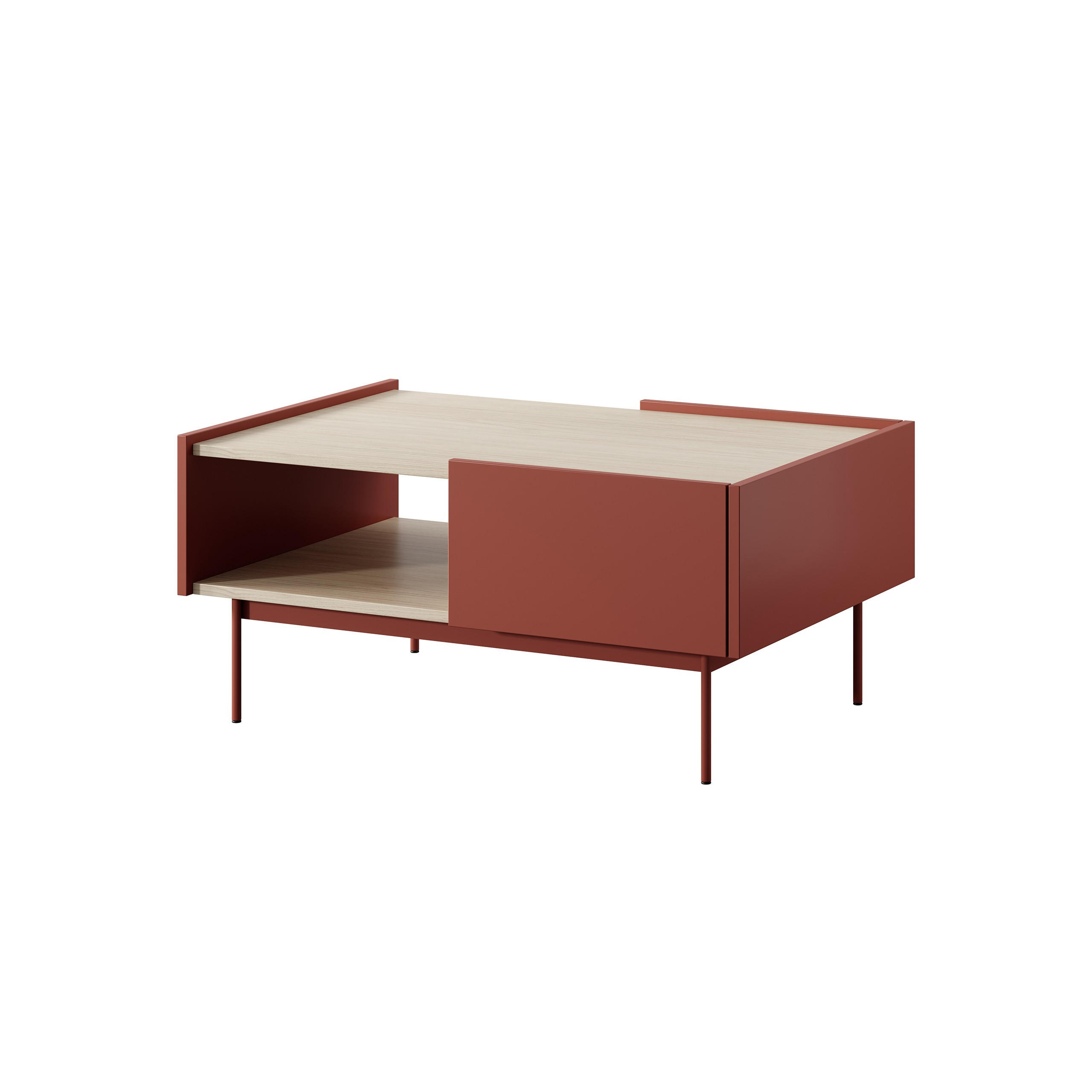 COUCHTISCH Color Rot, mit Schubladen - Rot, Holzwerkstoff (65/97/45cm) - Bettso