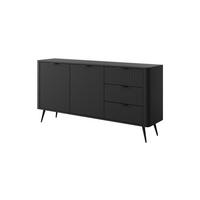KOMMODE Lante, Schwarz, Zweifach, Drei Schubladen, Geriffelte Fronten - Schwarz, Holzwerkstoff (163/81/38cm) - Bettso