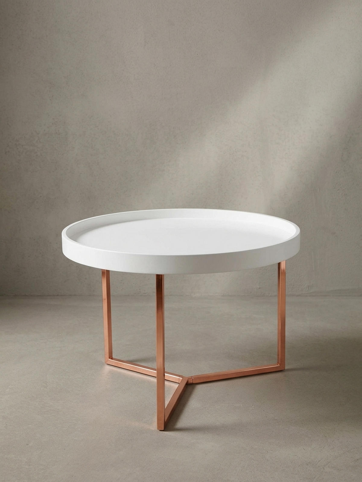 SOFATISCH LIA Rund mit Metallgestell, abnehmbares Tablett und Anti-Rutsch-Noppen, Bronze 58 x 58 x 42 cm - Bronzefarben, Holz/Metall (58/58/42cm) - KADIMA DESIGN