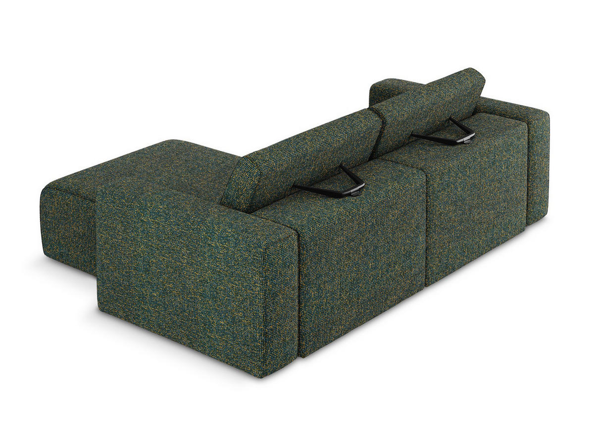 ECKSOFA Rechts Strukturstoff Stoff Grün - Blau/Schwarz, Kunststoff/Textil (224/167cm) - Makamii