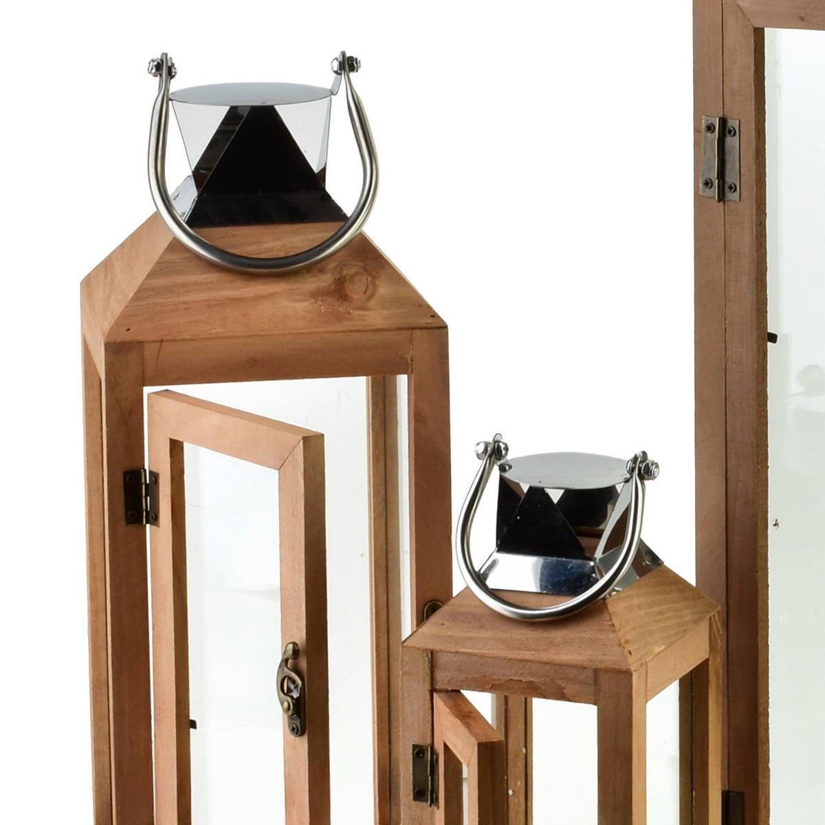 LATERNE Levi 3er Set braun 20/20/62 cm Holz - Braun, Holz (20/62/20cm) - Mondex