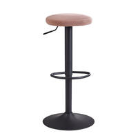 BARHOCKER Samt Höhenverstellbar Ohne Lehne Drehbar Metallgestell, Rosa 40x40x79 cm - Pink/Schwarz, Textil/Metall (40/79/40cm) - KADIMA DESIGN