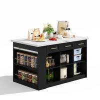 KÜCHENINSEL mit ausziehbarem Esstisch 150 x 90 x 90 cm Schwarz/Weiß - Schwarz, Holz (90/90/150cm) - Beauniv