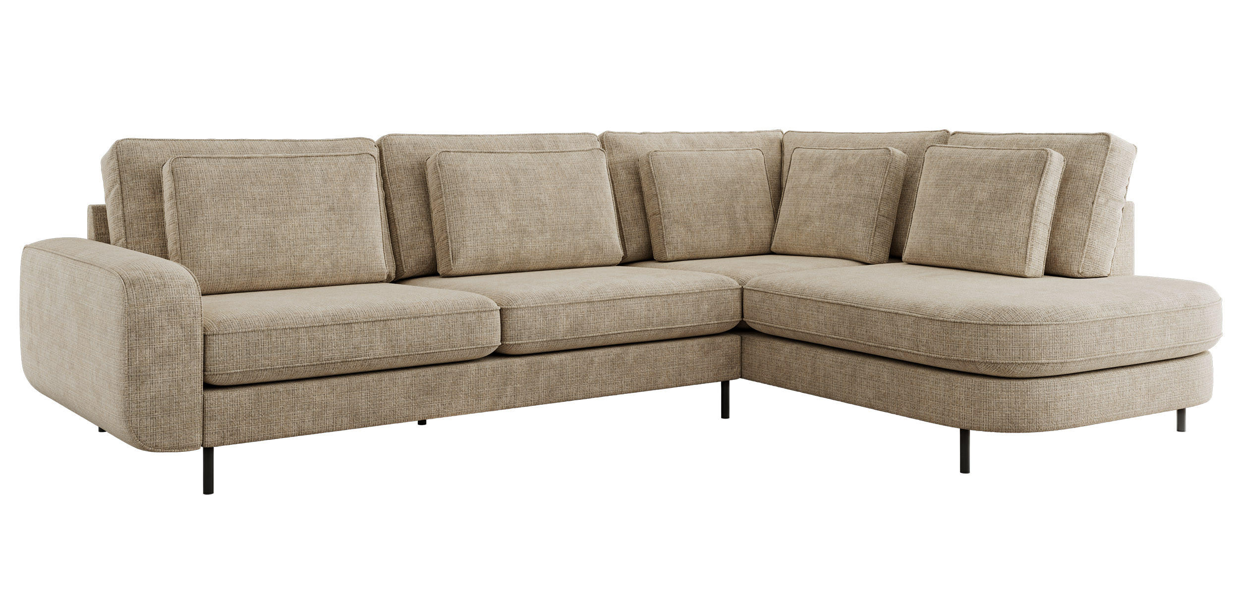 ROHOVÁ SEDAČKA CALENO L - Béžová hladký senil - Levá Strana - černá/béžová, kov/textil (317/225cm) - MKS