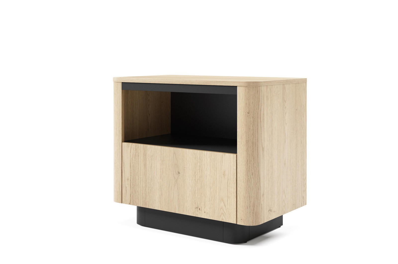 NACHTTISCH TORRO 63 cm Eiche Cremona mit schwarzen Akzenten - Eichefarben/Schwarz, Holz/Holzwerkstoff (63/50/38cm) - Ravio
