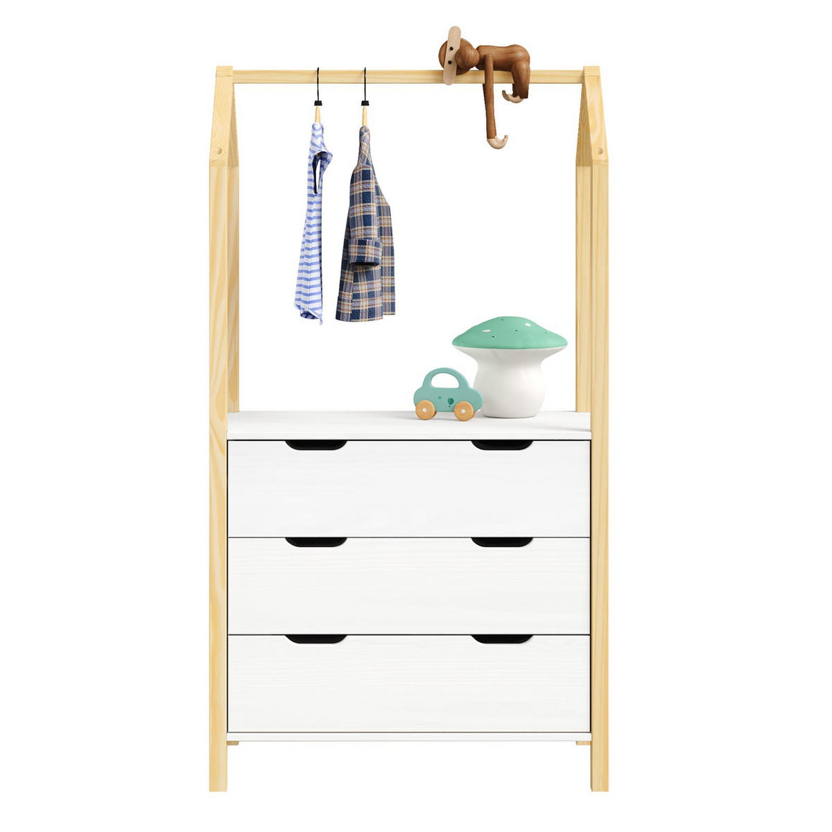 KOMMODE AMIRA - Naturfarben/Weiß, Holz (83/152/41cm) - IDIMEX