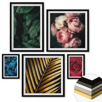 WANDBILDER 5er-Set - 50x50 cm & 20x30 cm & 40x60 cm Schwarzer Rahmen - Abstrakte schwarze Muster - Schwarz, Kunststoff (40/60cm) - ArtPrintCave