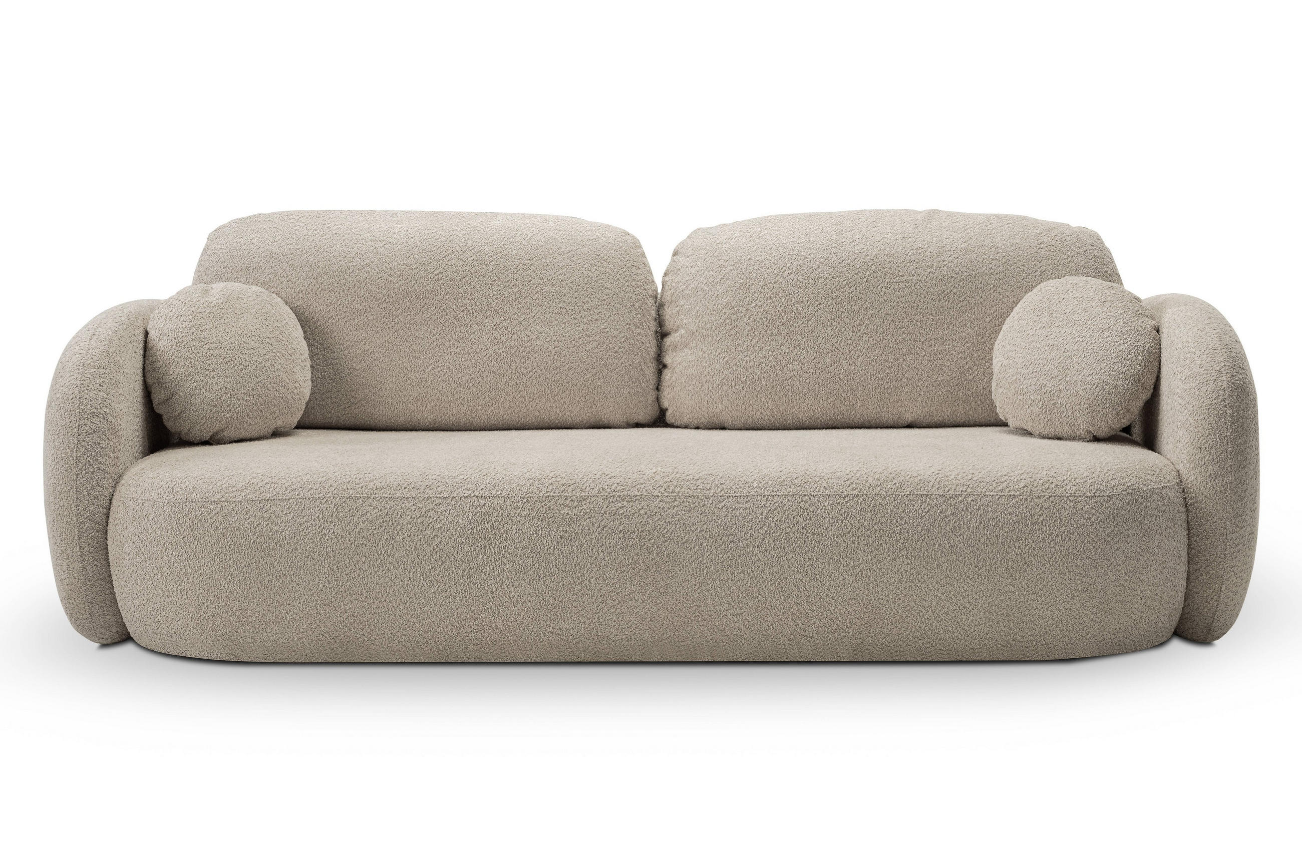 BETTSOFA AMICO Beige Bucle-Stoff mit Schlaffunktion - Beige, Holz (238/86.5/101cm) - MASSENO