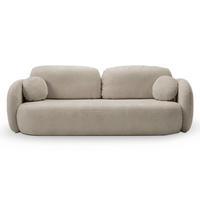 BETTSOFA AMICO Beige Bucle-Stoff mit Schlaffunktion - Beige, Holz (238/86.5/101cm) - MASSENO