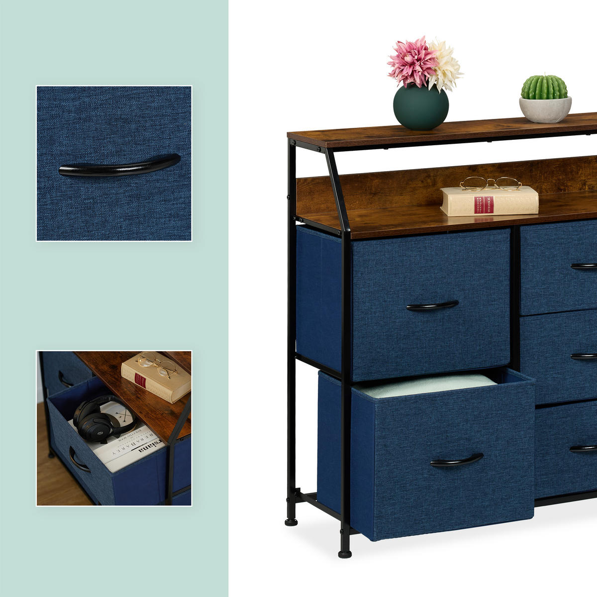 KOMMODE - Multicolor/Schwarz, Holz/Holzwerkstoff (84/87/30cm) - Relaxdays