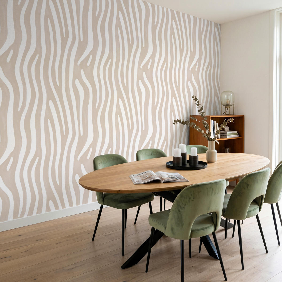 TAPETE - Abstrakt - Zebra - Beige - 300x200 cm - Beige, Papier (300/200cm) - OnlyWow