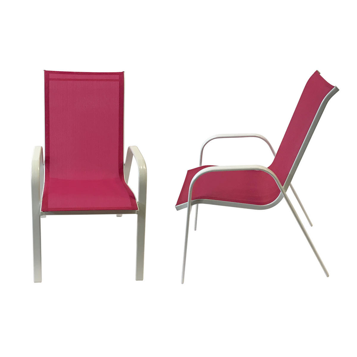 GARTENSTÜHLE Marbella Rosa und weiß 6er-Set - Rosa, Kunststoff (56.5/92.5/76cm) - Happy Garden