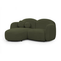 ECKSOFA Nuvola mit abgerundetem Design Grün Bouclé-Stoff - Ottomane Links - Schwarz/Grün, Holz/Kunststoff (190/146cm) - S-Style Möbel