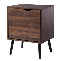 NACHTKOMMODE mit 1 Tür - Walnuss Dekor - Walnussfarben/Schwarz, Holzwerkstoff (50/65/39cm) - home24