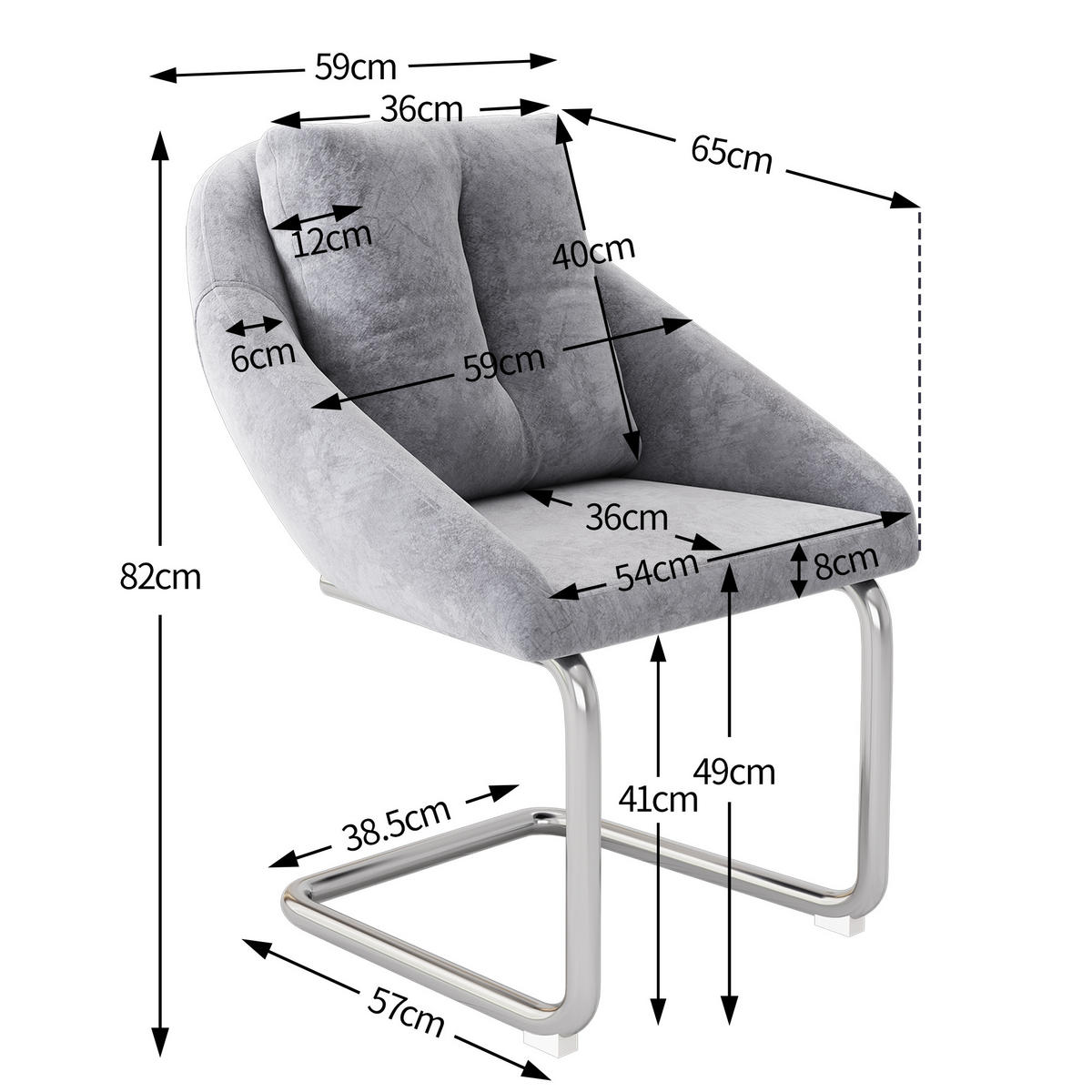 SCHWINGSTUHL DE-35649 2er-Set mit Samtpolsterung Grau - Grau, Metall (59/82/65cm) - ComfortXL