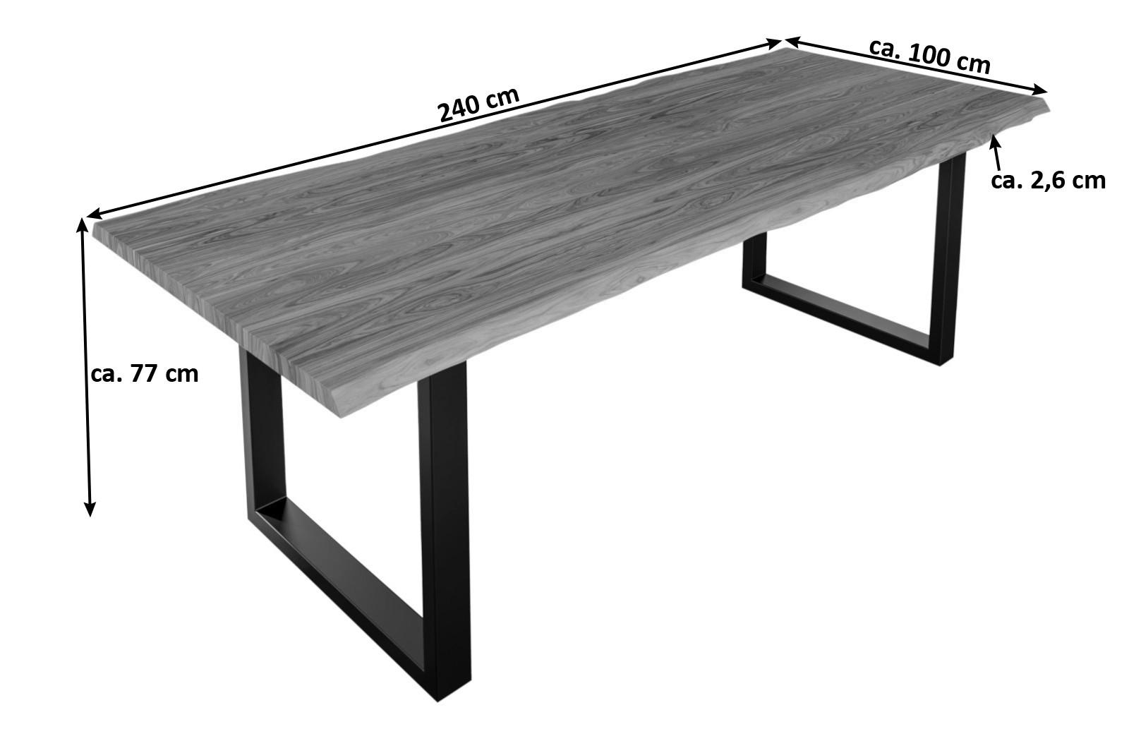 ESSTISCH LAUREN - Beige/Schwarz, Holz/Metall (100/240/77cm) - SAM