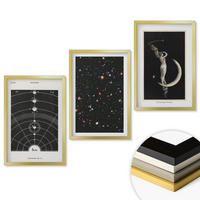 WANDBILDER 3er Set - 40x60 cm Goldrahmen - Nachtdarstellung des Sonnensystems - Goldfarben, Kunststoff (40/60cm) - ArtPrintCave