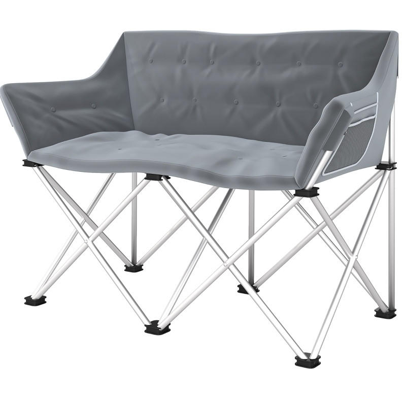 GARTENSTUHL aus Metall 120x57x95 cm in Grau mit Seitentaschen - Grau, Metall (120/95/57cm) - Modfu