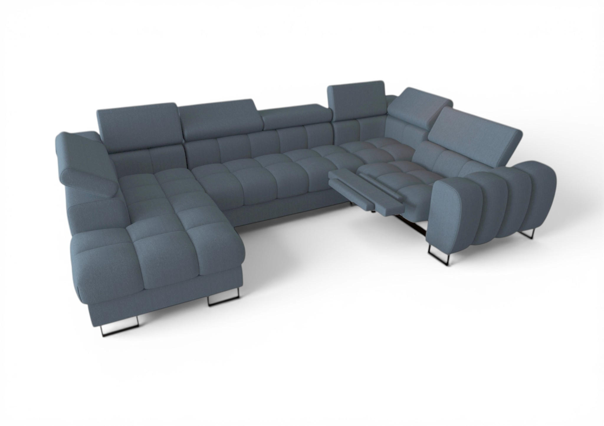 WOHNLANDSCHAFT Bastien Relax - Blau, Holzwerkstoff/Textil (198/95/350cm) - Fun Möbel