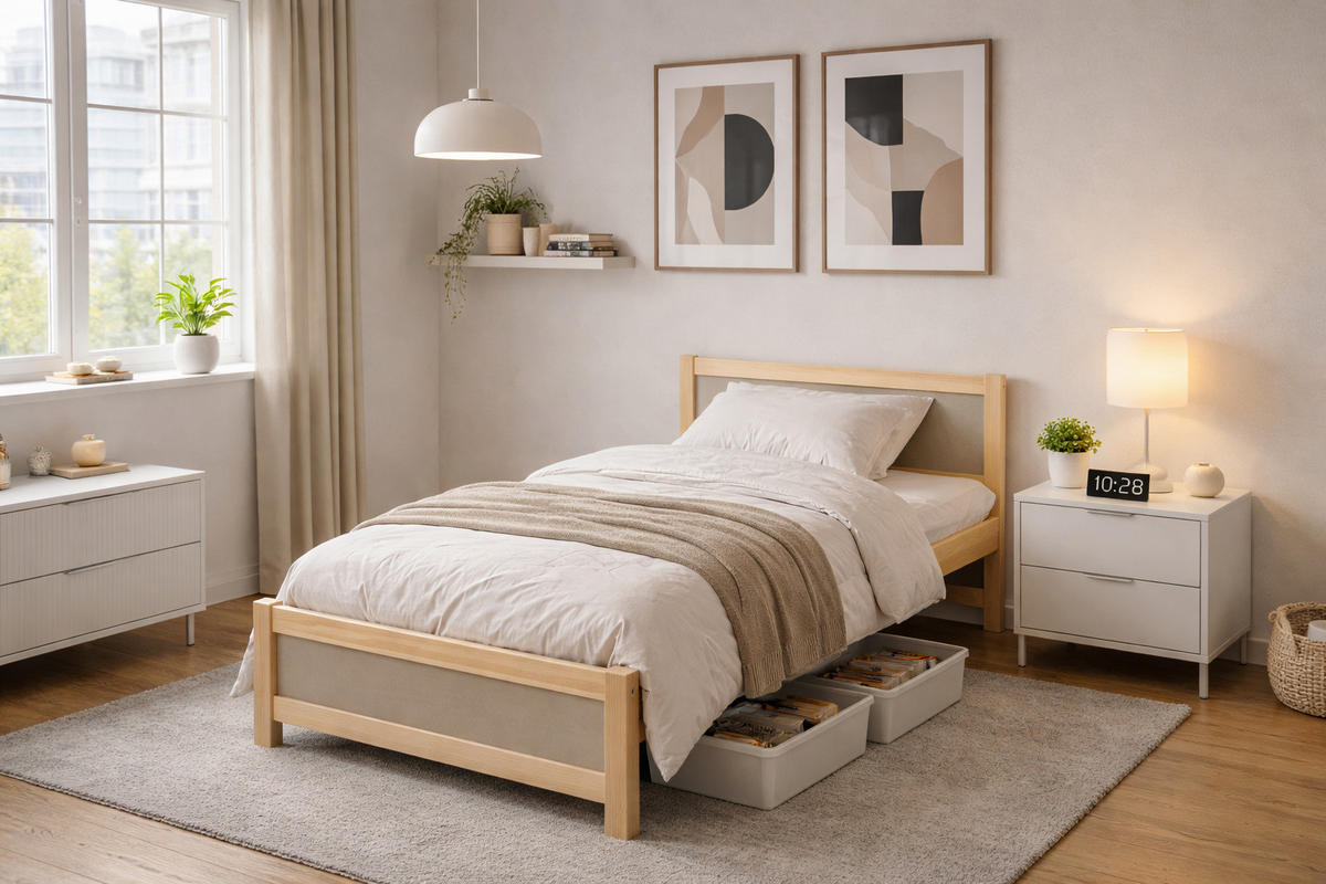 KINDERBETT Luna 200x90 mit Lattenrost - Naturfarben, Holzwerkstoff (90/200cm) - LUKDOM