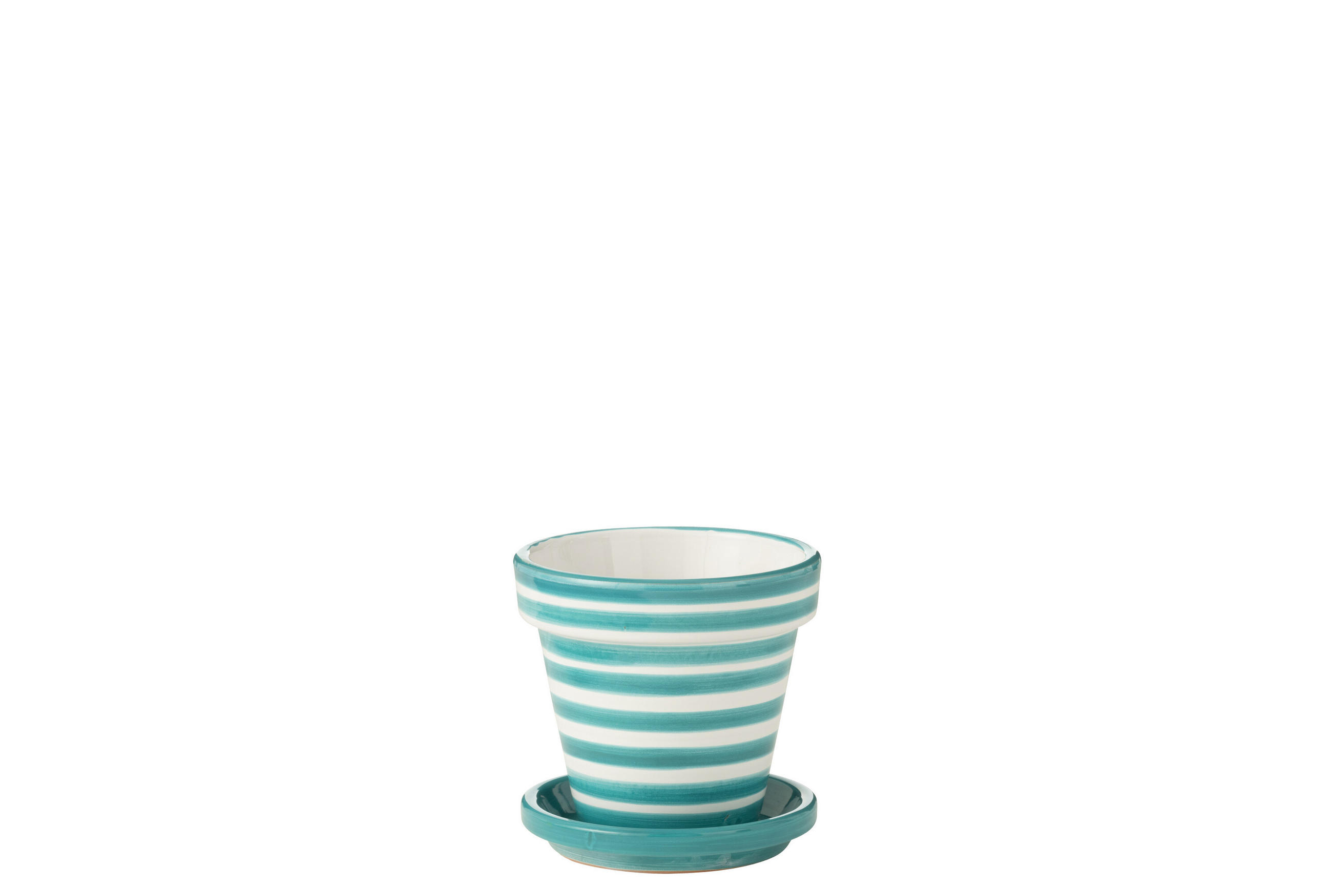 BLUMENTOPF GRANADA STRIPES - Töpferei - Aqua - S - Ø 21 cm - Multicolor, Keramik (21/19cm) - J-Line