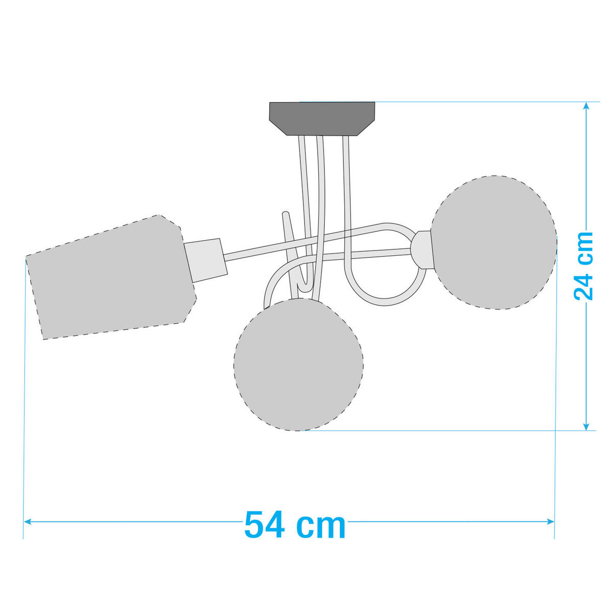 DECKENLEUCHTE - Sicherheitsglas / Eisen, 3-flammig - Multicolor, Glas (54/54/24cm) - home24