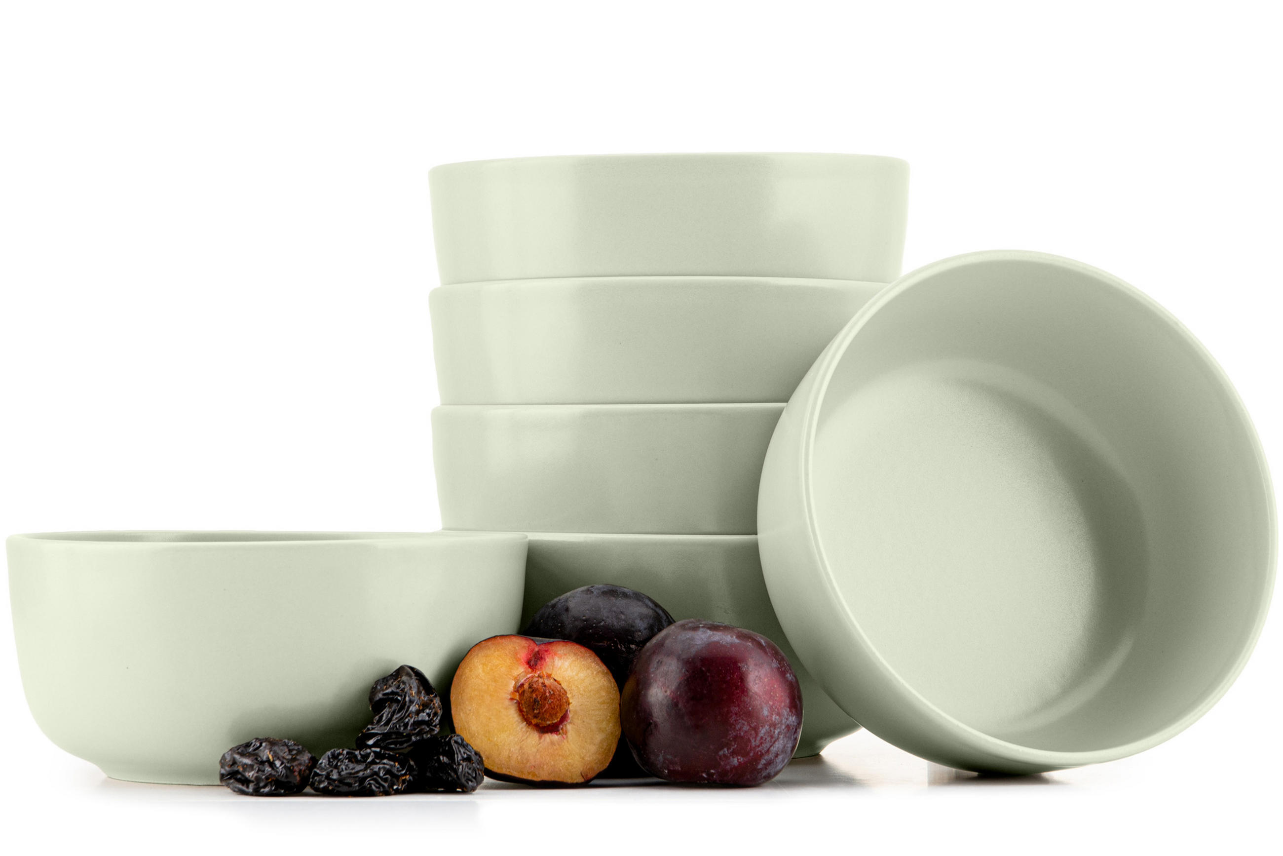 SCHÜSSEL-SET VICTO 6 Personen 6-tlg, matt beige/grün/grau - Hellgrün, Keramik - KONSIMO®