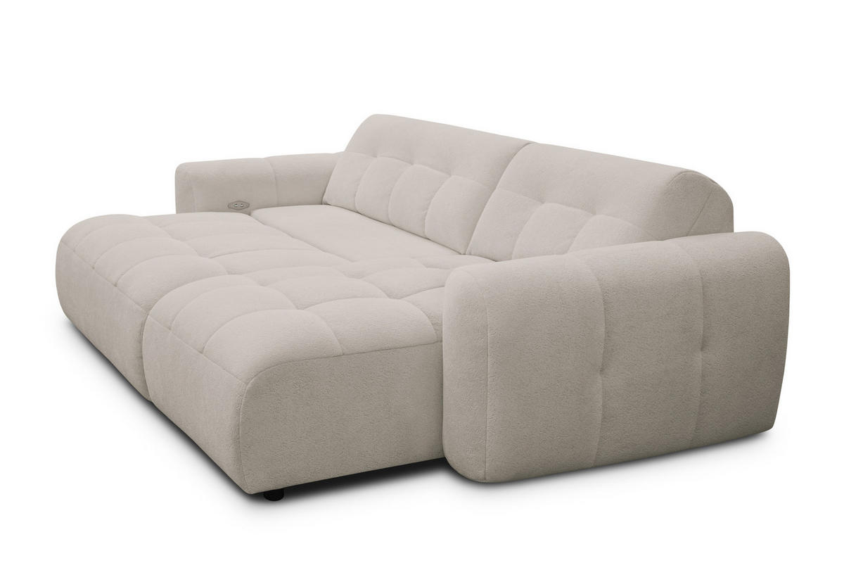 ECKSOFA LUMERO 4-Sitzer RECHTS, creme - Ecru/Schwarz, Holz/Textil (275/166cm) - Courtois Laville
