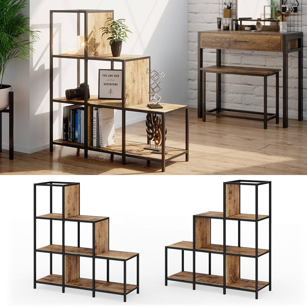 RAUMTEILER Fyrk Antikholz 90 x 92 cm - Eichefarben/Schwarz, Holzwerkstoff (90/92/30cm) - Vicco