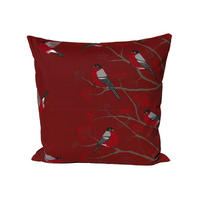KISSENHÜLLE Beeren Vögel Baumwolle marsala 50/50 cm - Rot, Textil (50/50cm) - beties Heimtextil
