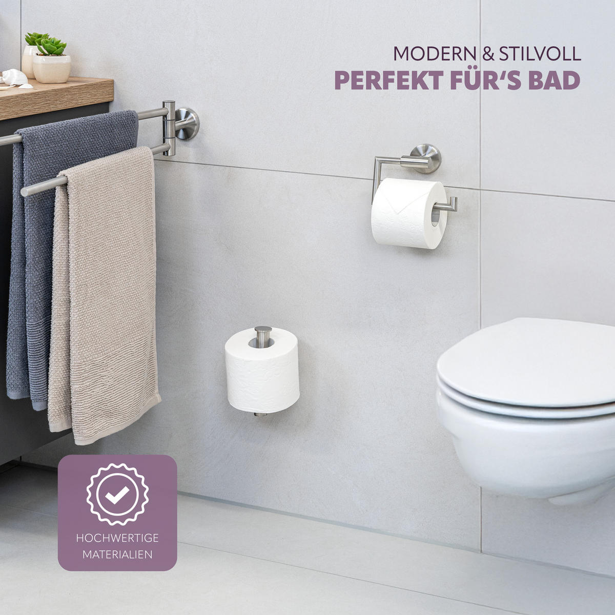 TOILETTENPAPIERHALTER PIAZZA 2er Set, Edelstahl - Chromfarben, Metall (15.5/11/6cm) - bremermann
