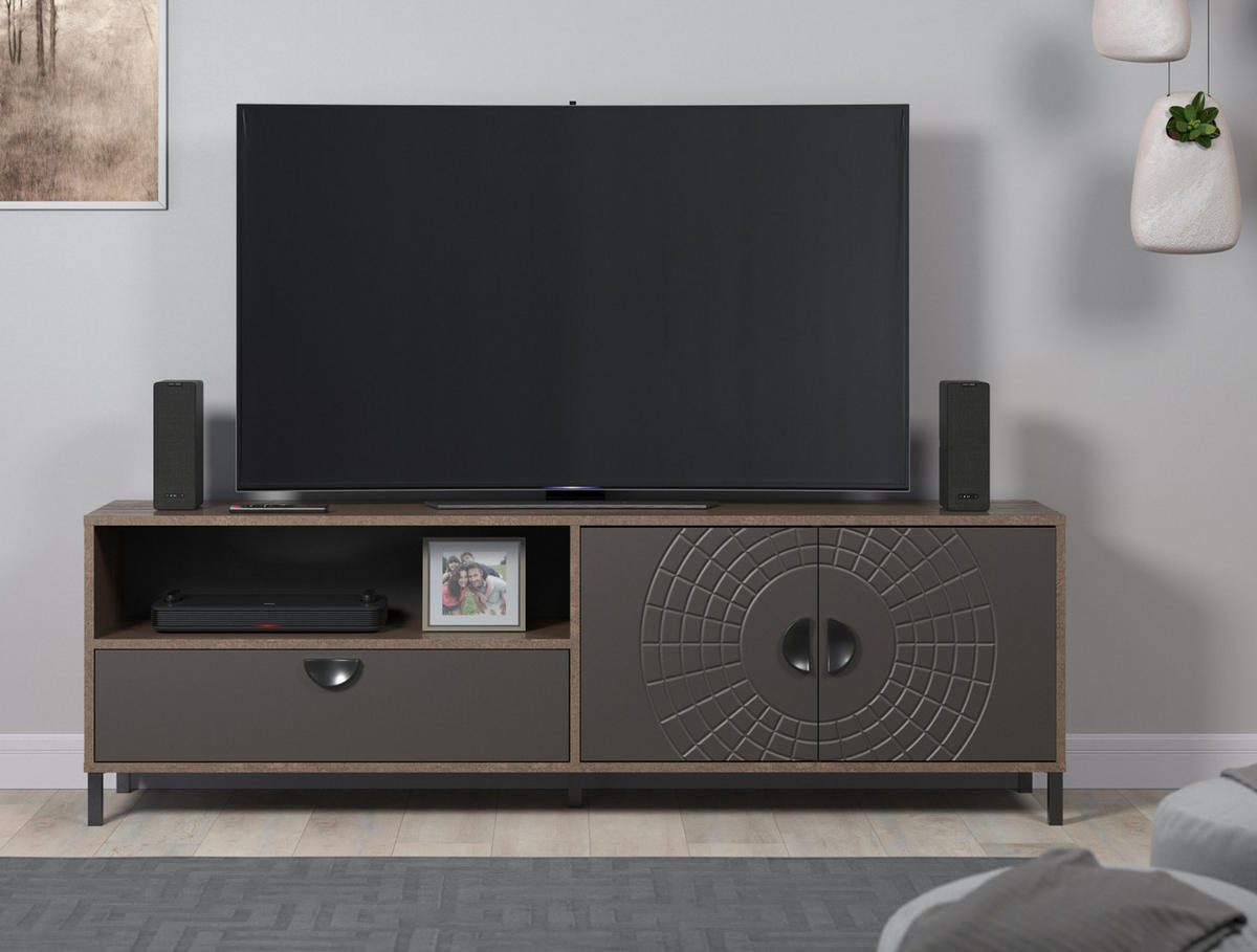 TV-LOWBOARD Bronze und Rostoptik 183 cm, TV Unterteil mit Soft-Close - Rostfarben/Schwarz, Holzwerkstoff/Metall (183/55/40cm) - Top.Furn