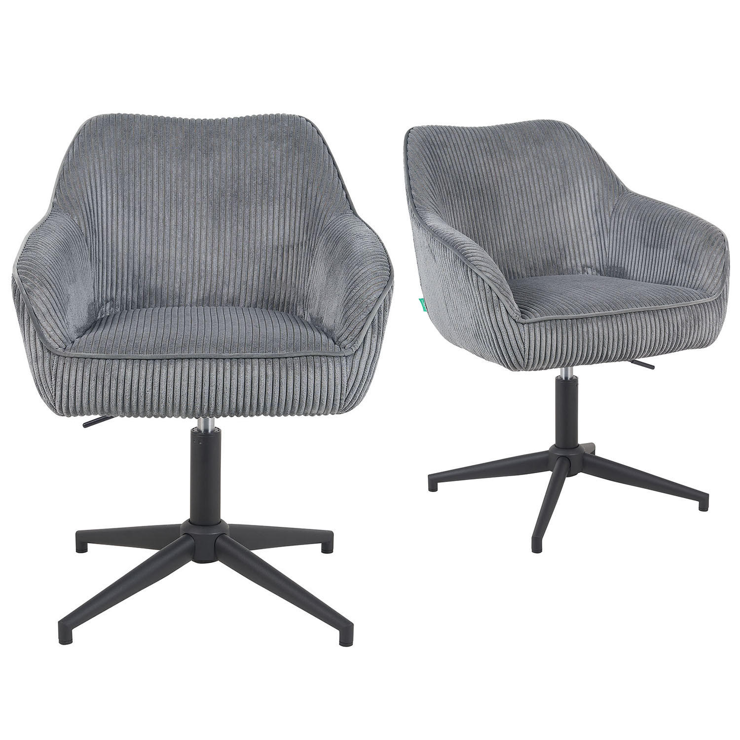 BÜROSTUHL Mika-Caro - Schwarz/Grau, Textil/Metall (60/79/61cm) - DUBI Möbel