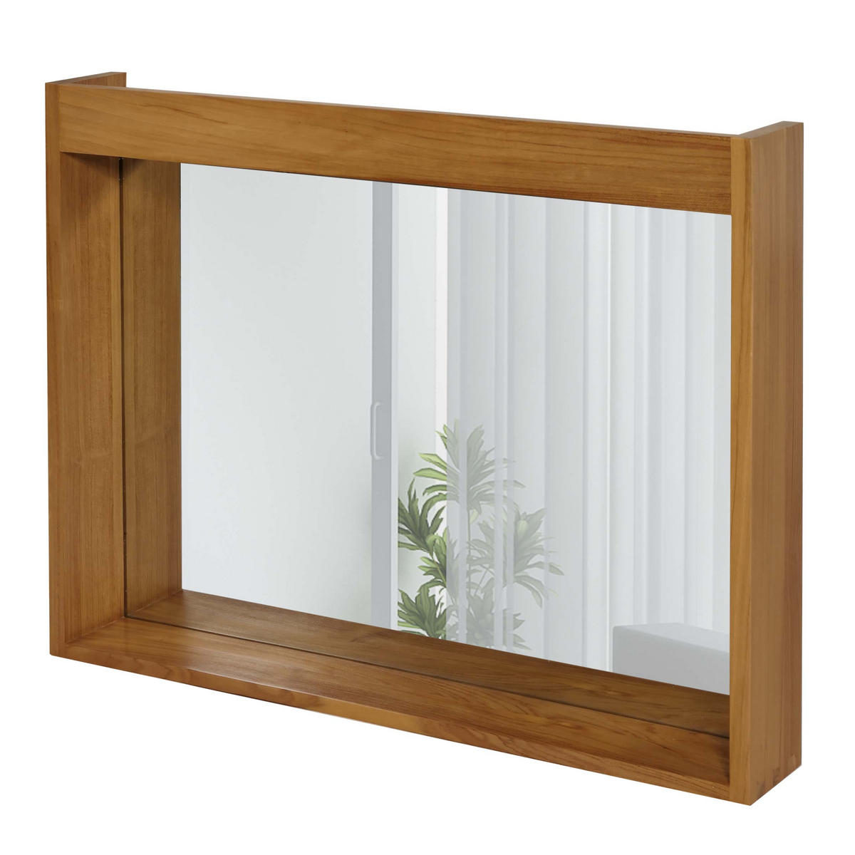 TEAK-WANDSPIEGEL Braun - Braun, Holz (100/77/14cm) - MCW