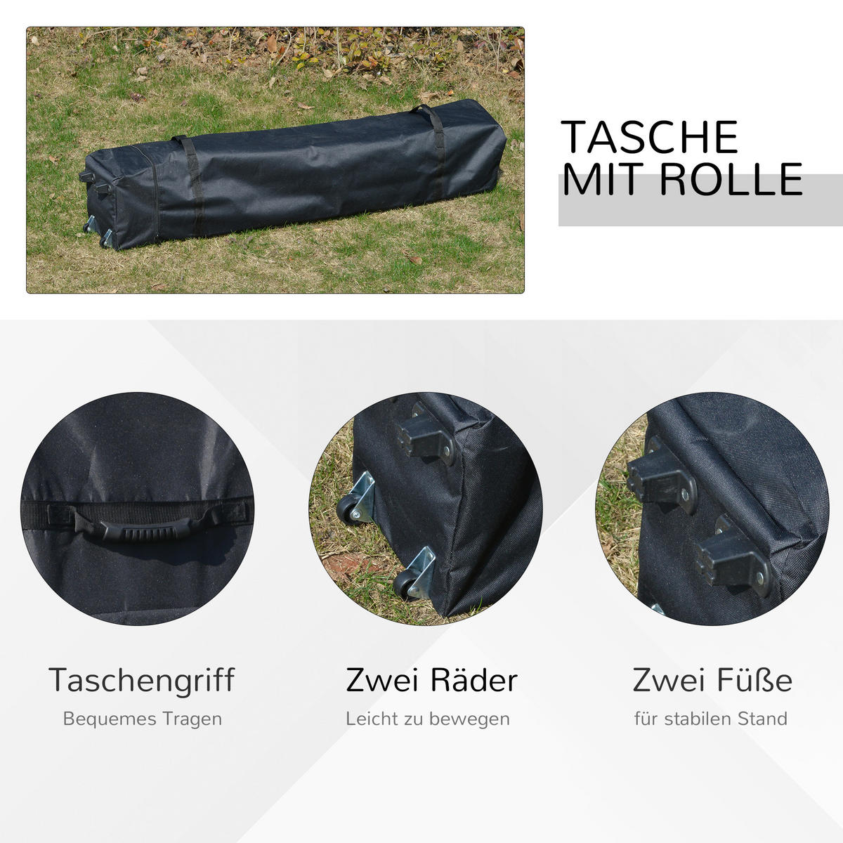 FALTPAVILLON, Hellgrau+Weiß, Stahl, Oxford-Gewebe - Schwarz, Metall (295/264/295cm) - Outsunny