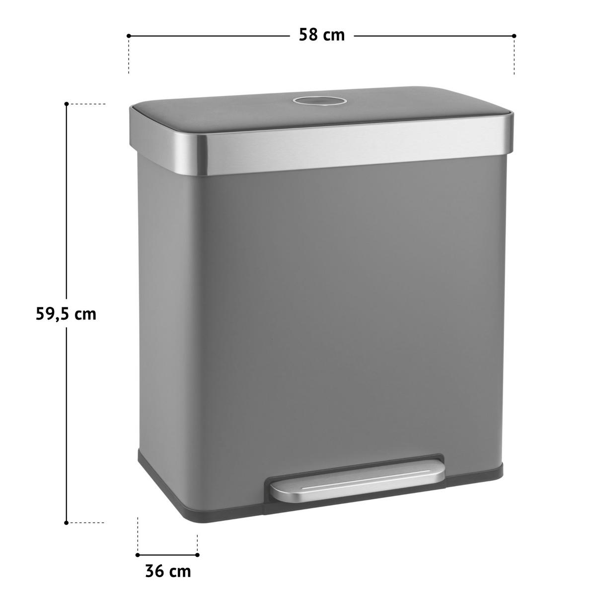 MÜLLEIMER LT2X30 60l Silber - Silberfarben, Metall (58/59.5/36cm) - SVITA