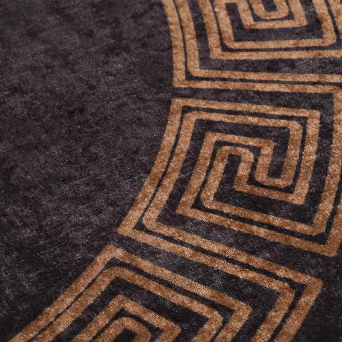 TEPPICH Waschbar Schwarz und Golden φ120 cm Rutschfest - Schwarz, Textil (120/120cm) - furnicato
