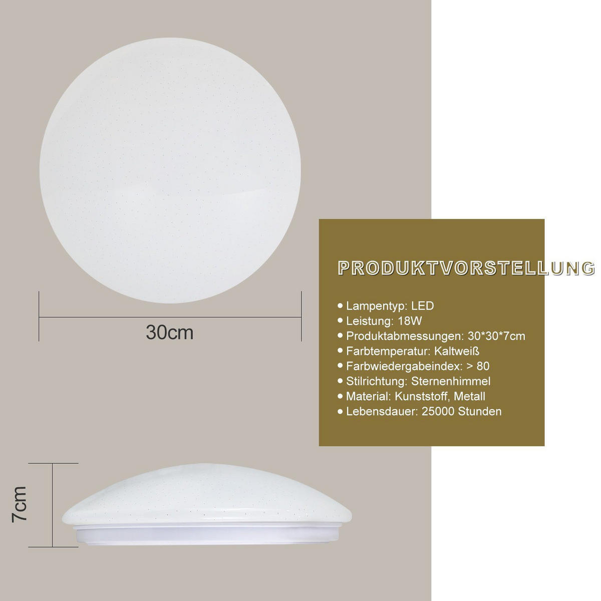 LED-DECKENLEUCHTE Jonas 30/30/7 cm - Weiß, Kunststoff (30/30/7cm) - Nettlife
