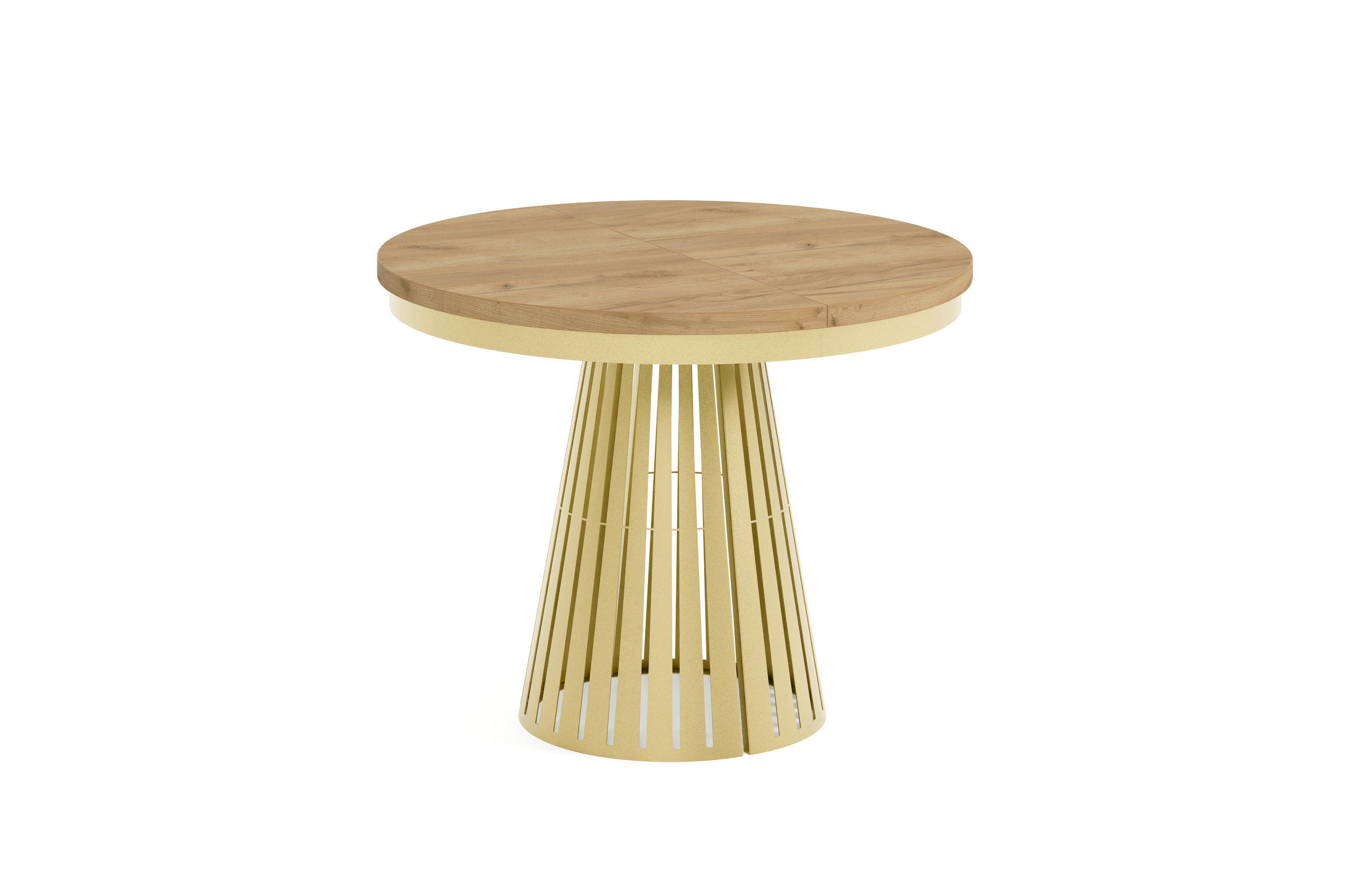 ESSTISCH Cone Bis - Honigeiche/Goldfarben, Holzwerkstoff/Metall (100/100/76cm) - Meblini