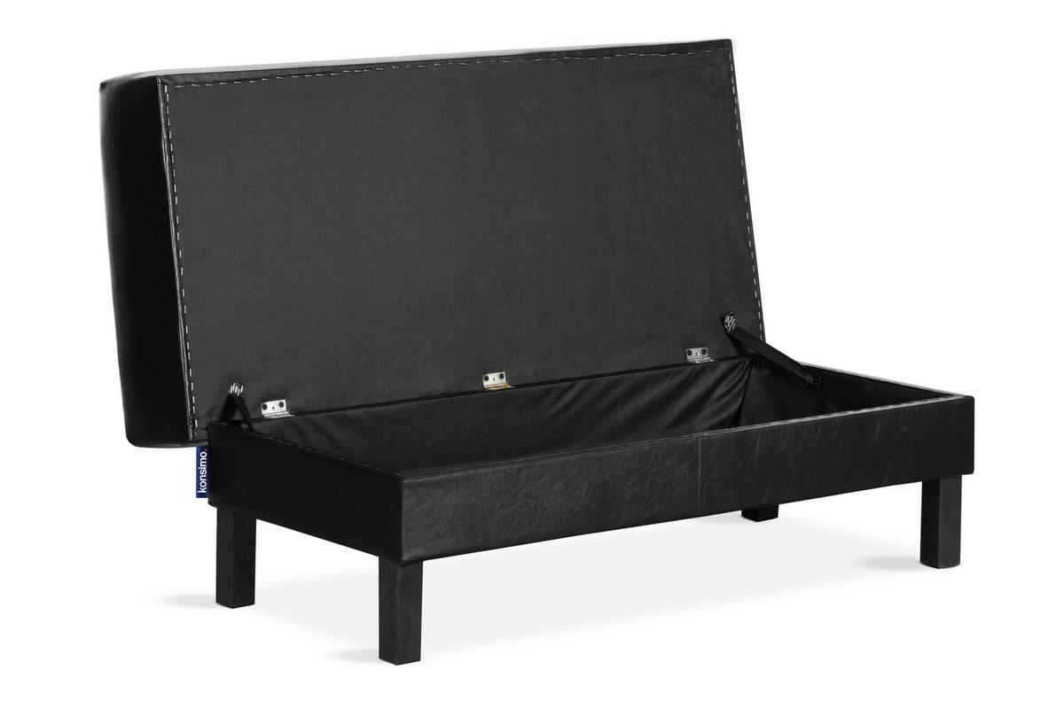 SITZHOCKER ESPECTO auf hohen Holzbeinen, schwarz - Schwarz, Textil (106/47/56cm) - KONSIMO®