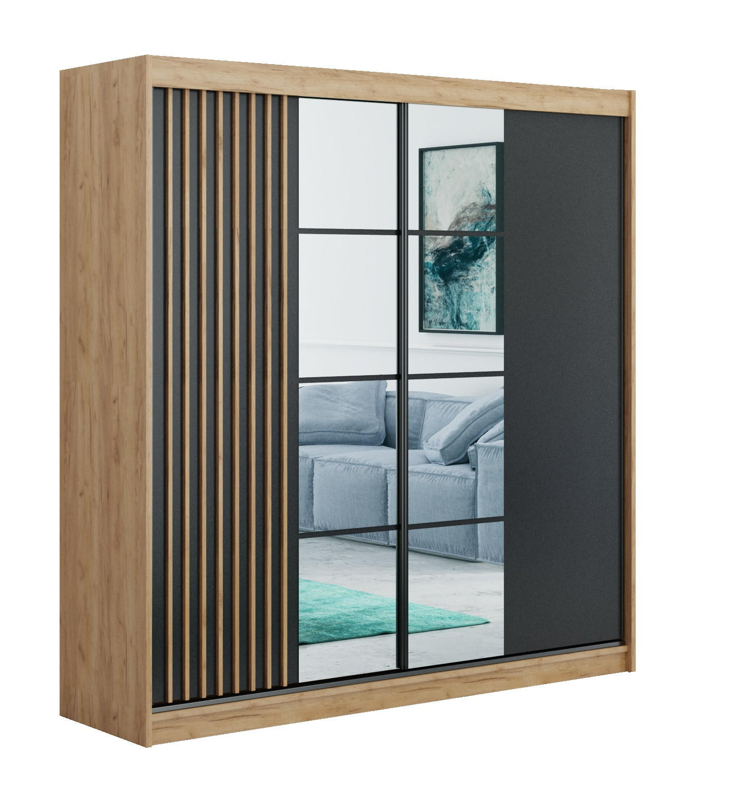 BM-Möbel Schwebetürenschrank Gold 250x215x61 cm
